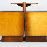 Restored Art Deco Nightstands with Black Glass Tops, 1950s, Set of 2