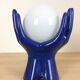 Blue ceramic hand lamp 70s and globe opaline