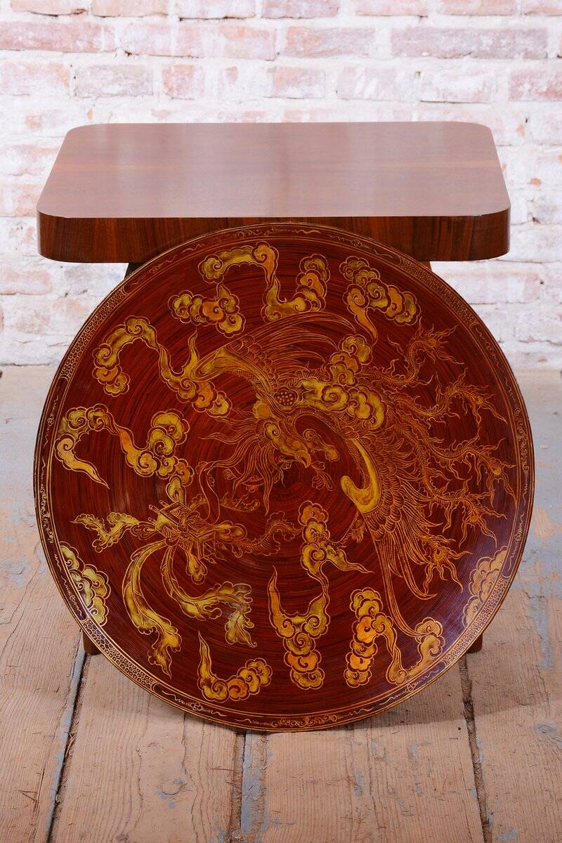 Assiette asiatique en bois laqué, Chine, années 1920