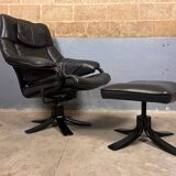 Fauteuil pivotant Skalma avec repose-pieds design danois