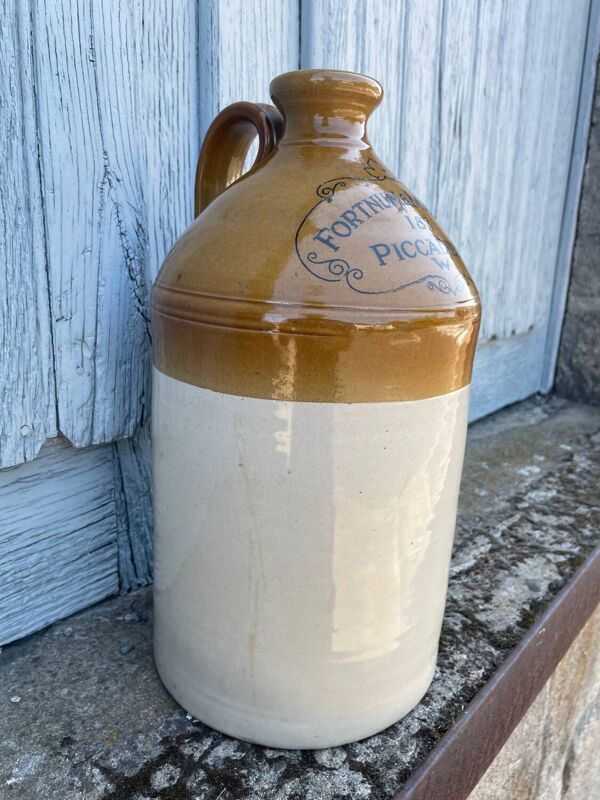 Ancienne bonbonne ou jarre anglaise en grès vernissé