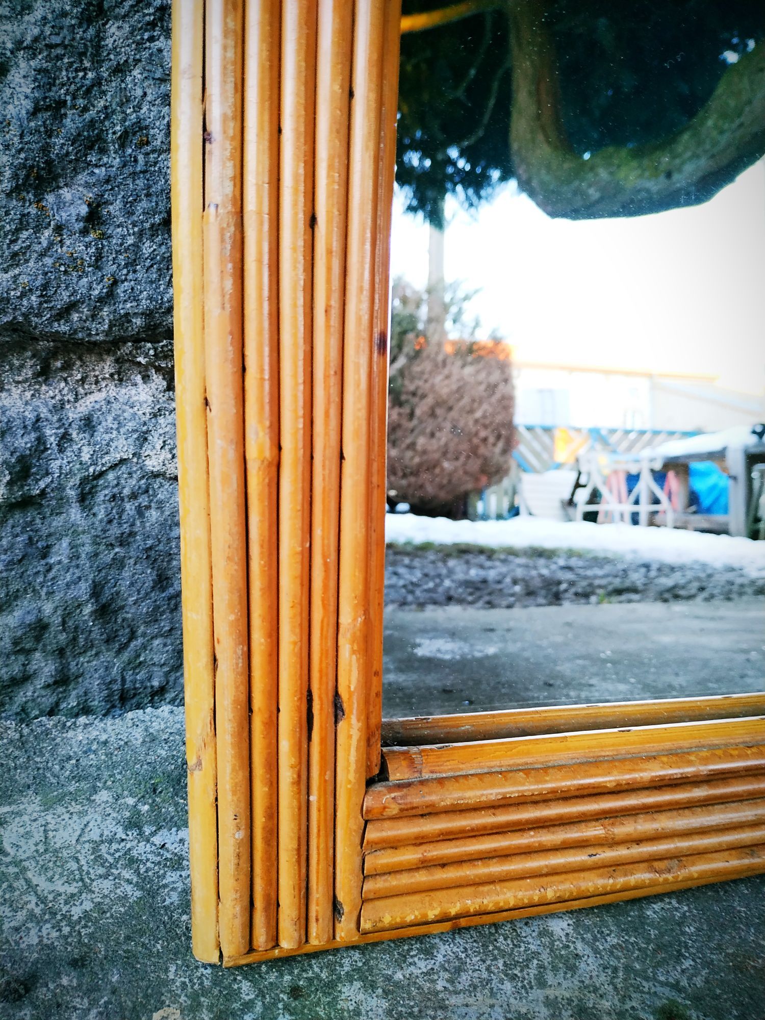 Rattan mirror 35x60cm