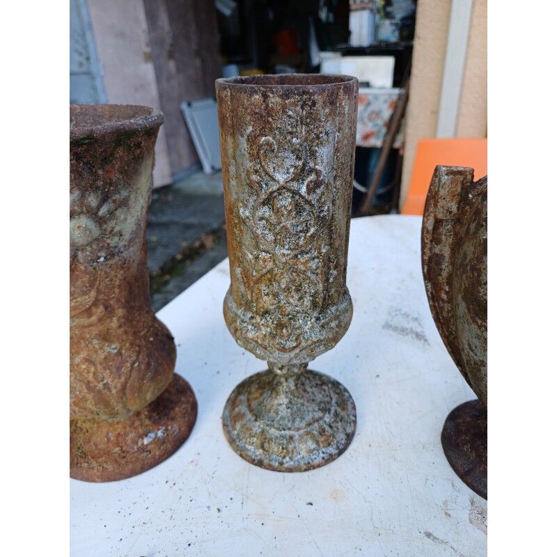 Set of 3 cast iron vases from 1900 from Charleville - Mézières
