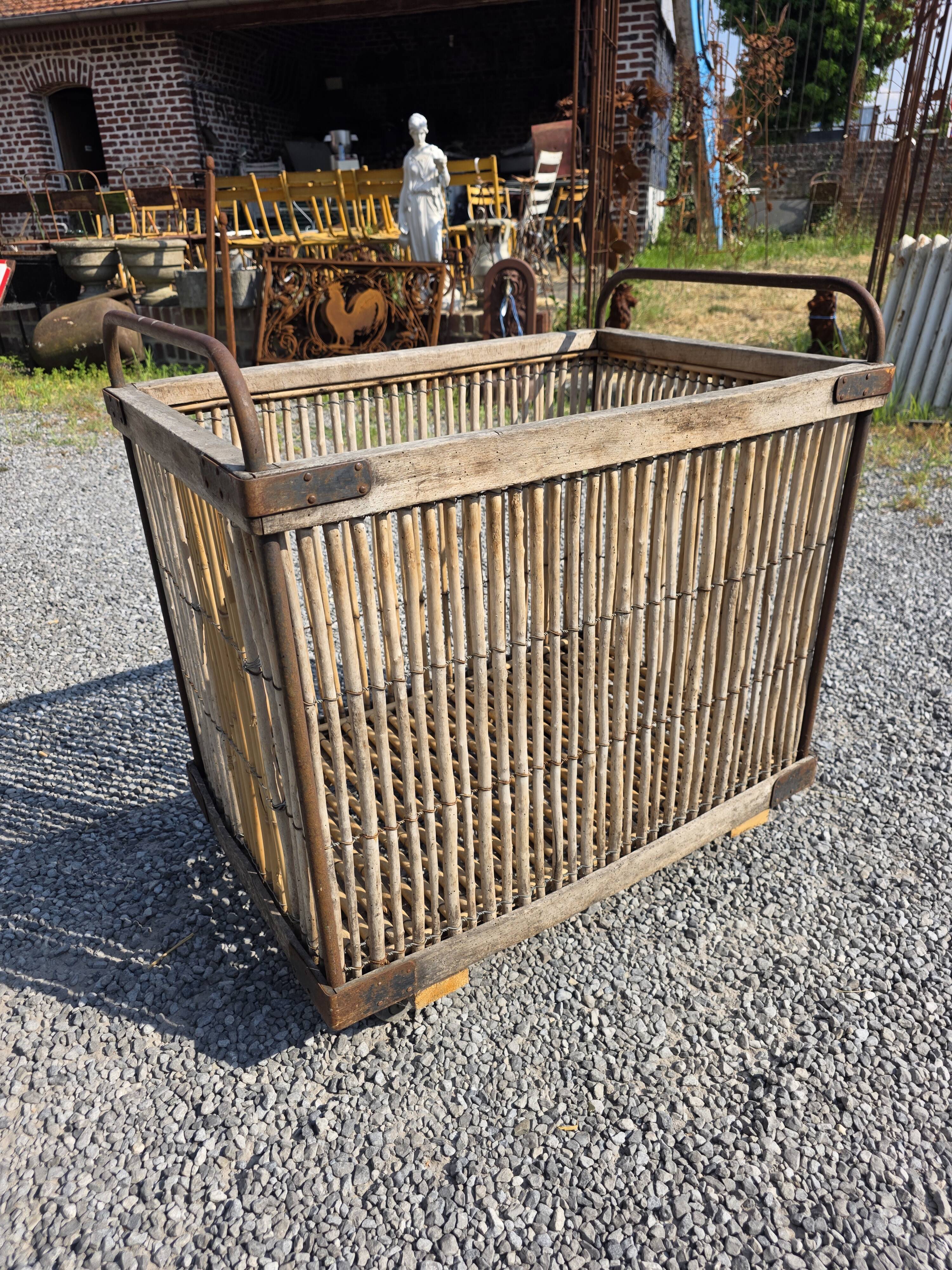 Ancient bakery cart made of rattan.