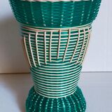 Glass vase and braided scoubidou thread 50s