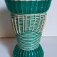 Glass vase and braided scoubidou thread 50s