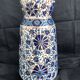 Vase grec vintage Nassos Hellas Rodos or bleu et blanc