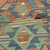 5x11 Green & Blue Tribal Turkish Vintage Kilim Rug 170x333Cm SK 35197