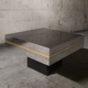Coffee table design smoked mirror and steel sheet, belgium 1970