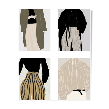 4 giclee prints. Figures wall art set of four, A3