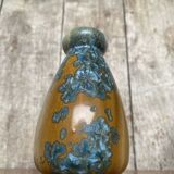 Old mougin style vase ceramic beige crystallized enamel blue france