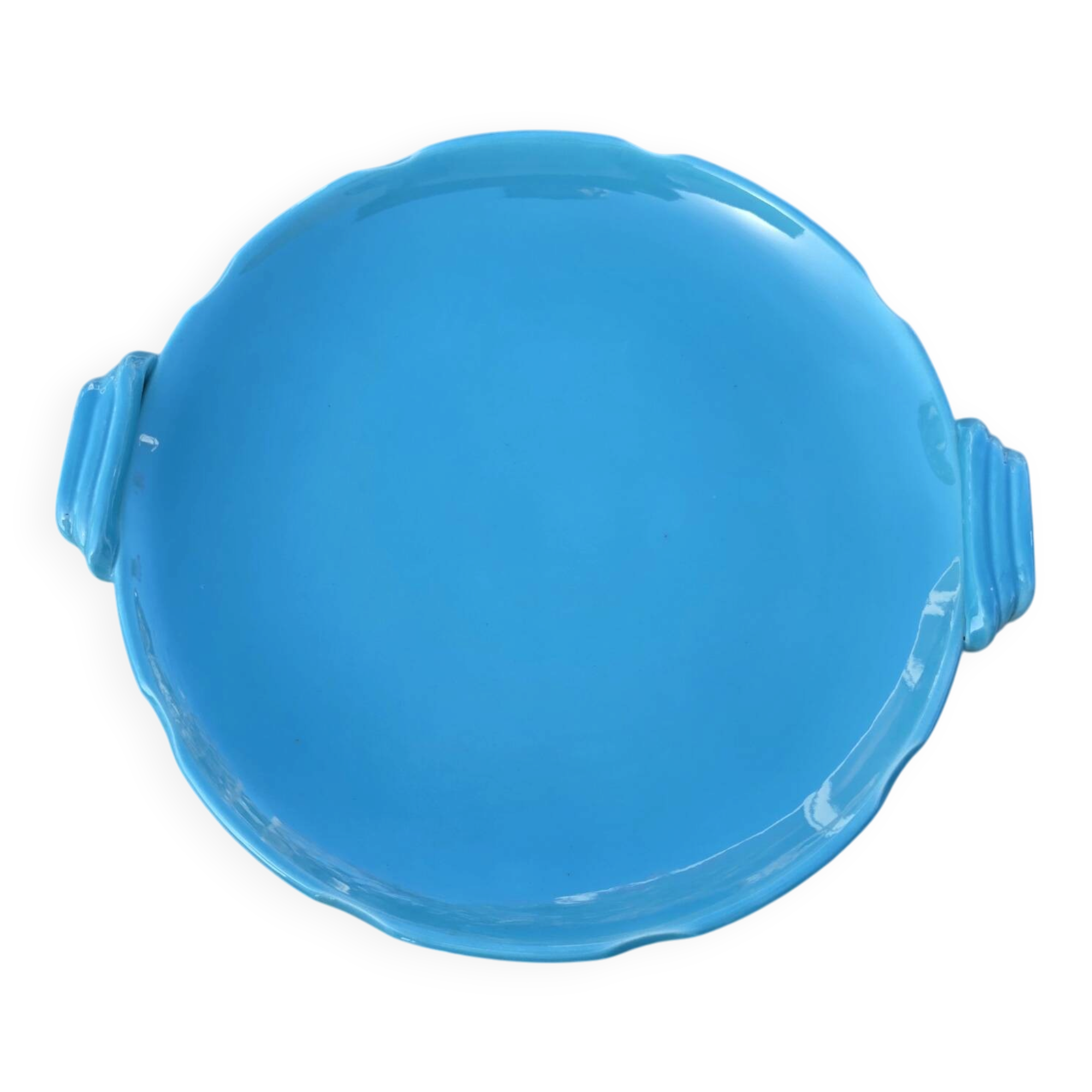 Large Dish at Turquoise Handles – Céramony Vallauris vintage 1960s (35)