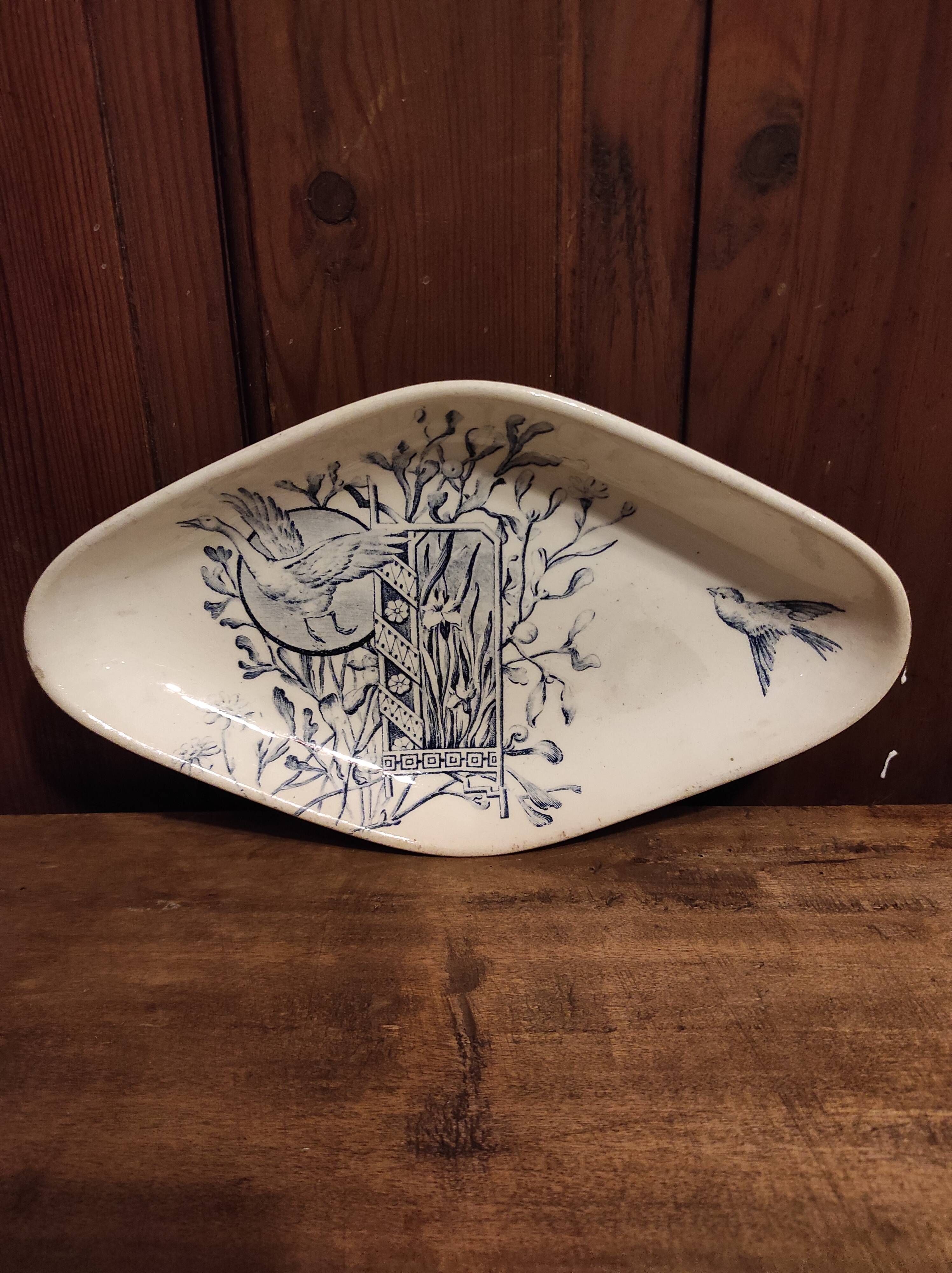 Beautiful large vintage French serving plate by R. Lafitte. General Depot, Terre de Fer, Salins.