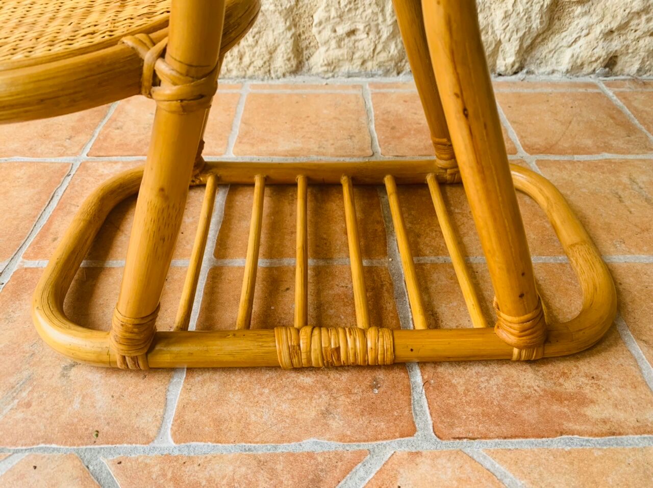 Vintage bamboo and rattan plant holder, circa 70's