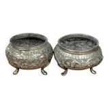 Pair of 800 thousandth Indian Silver Salt Cellars, Early 20th Century, Tableware