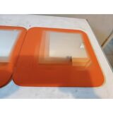 3 vintage orange glass mirrors