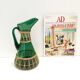 Green Hand Blown Glass and Wicker Jug / Vase, Empoli, Italy