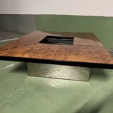 Table basse cocktail Paul Michel en bois de loupe