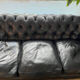 Canapé Chesterfield en cuir noir Poltrona Frau, 1980