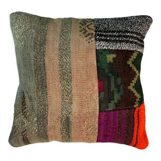 Vintage turkish kilim cushion cover 40 x 40 cm