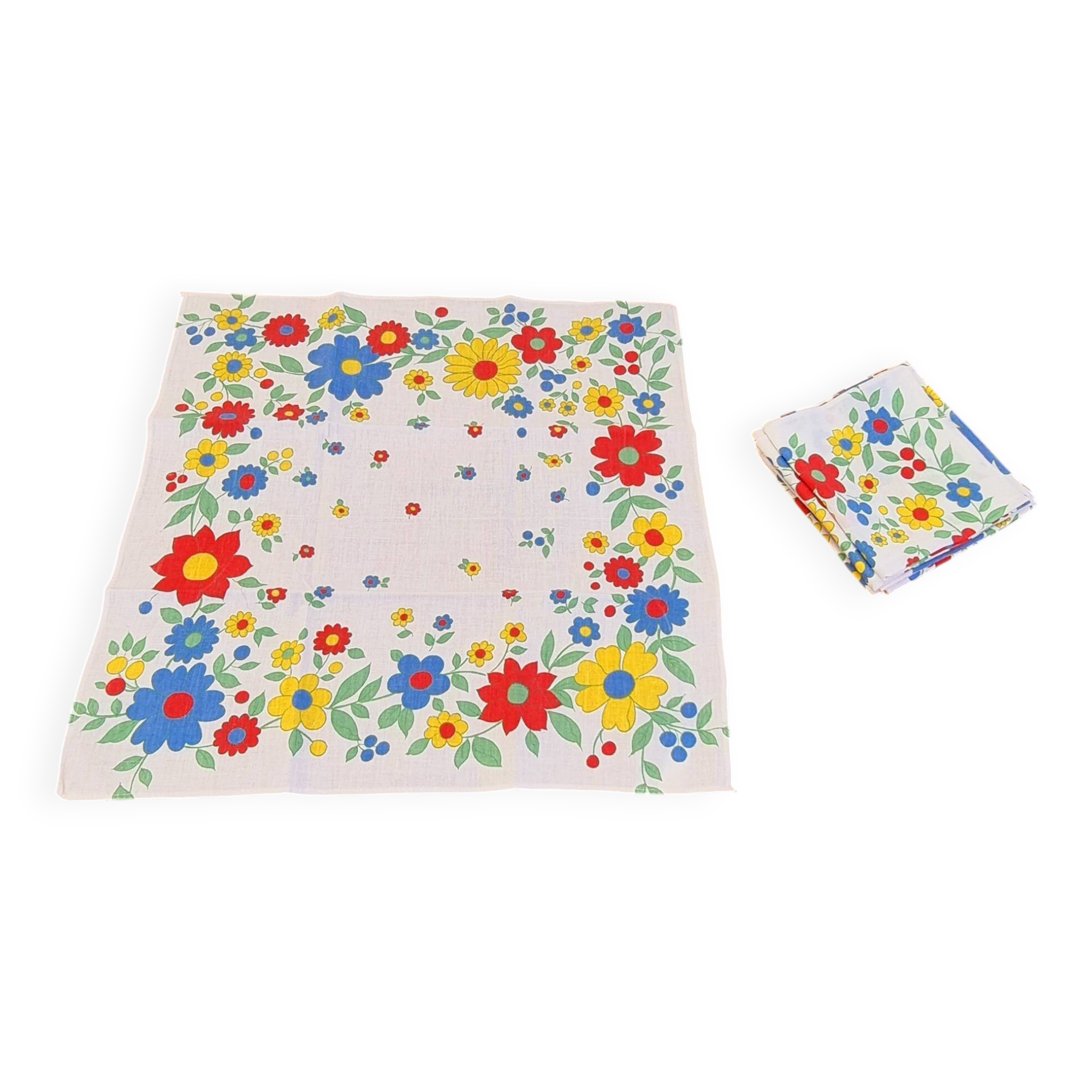 Lot de 8 serviettes de table à fleurs vintage