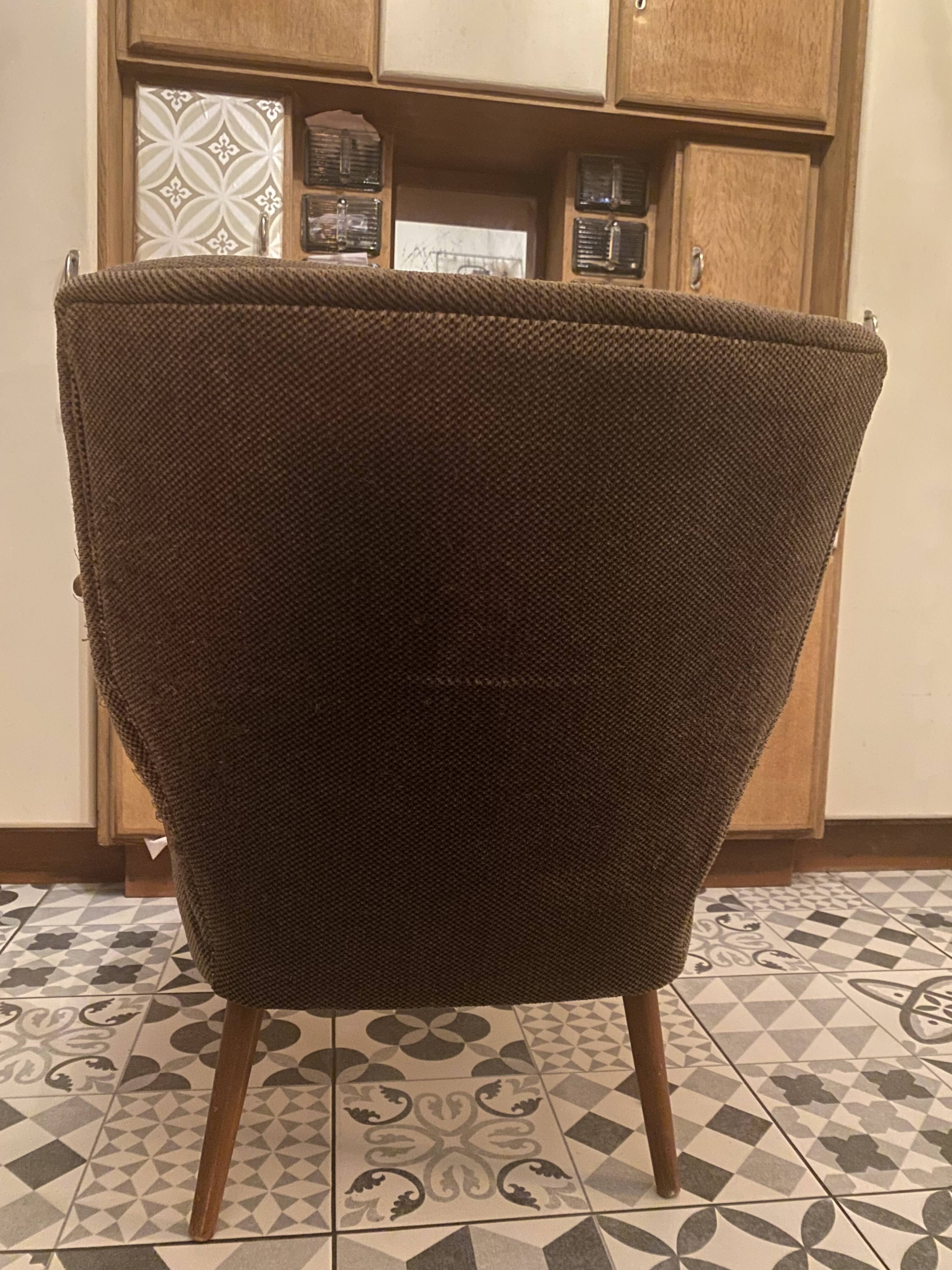 "Cocktail" Armchair 1950 – Compass Legs & Firm Spring Seat