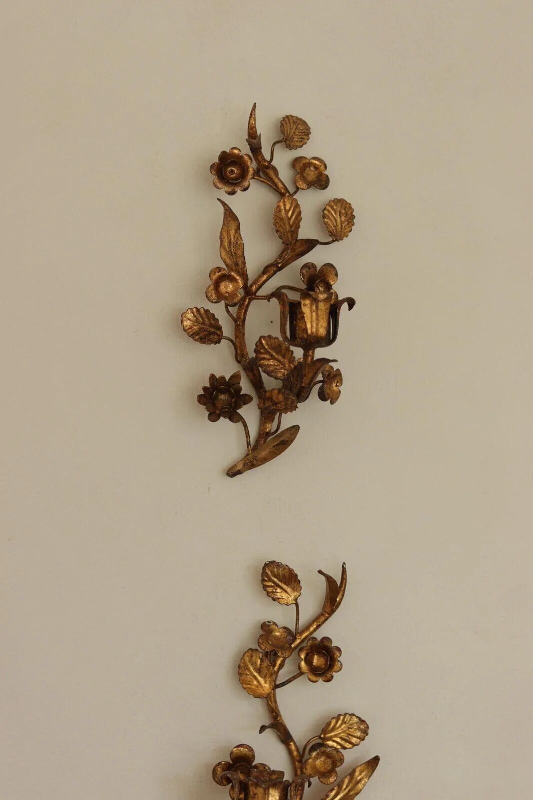 Pair of Mid-Century Italian Gilded Metal Sconces