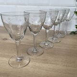 Set of 6 engraved wine glasses