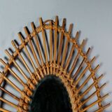 Oval rattan mirror forming a vintage sun 70s 61x42 cm SB