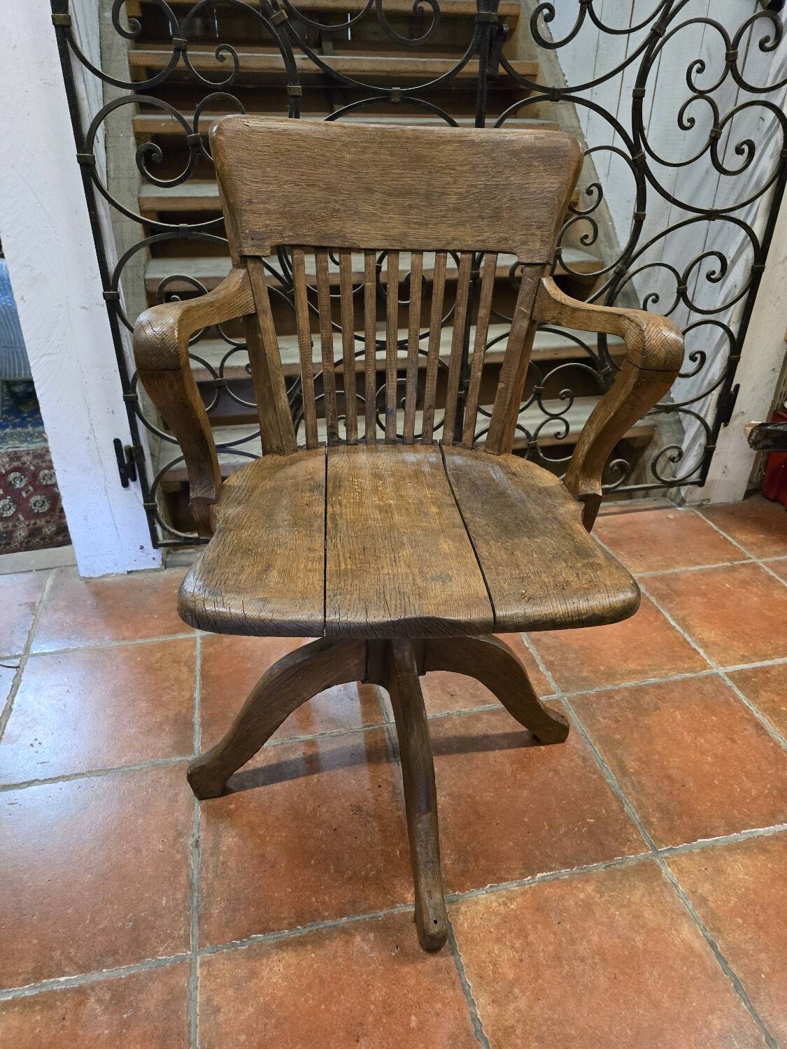 American oak office armchair