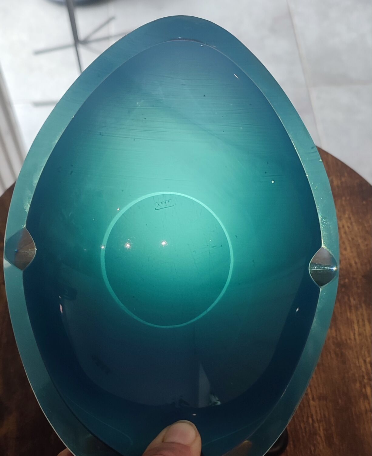 Signed art glass ashtray or bowl – vintage blue design