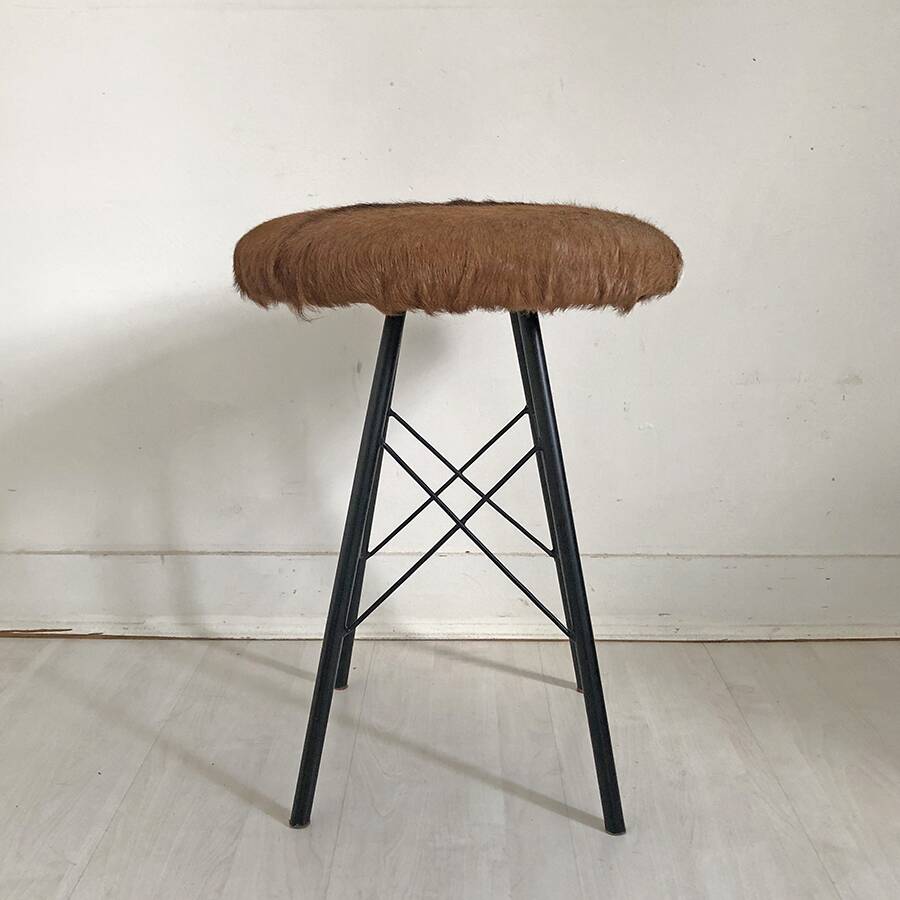 Vintage 70's cowhide stool