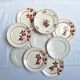 Vintage flower dessert plates from Sarreguemines, Longwy, and Lunéville.