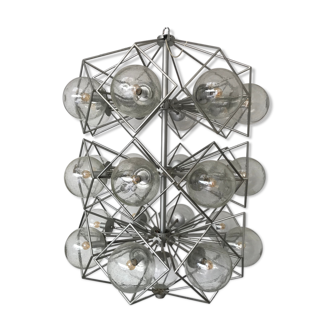 Glass and metal chandelier