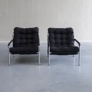 Pair of mid-century modern tubular lounge chairs