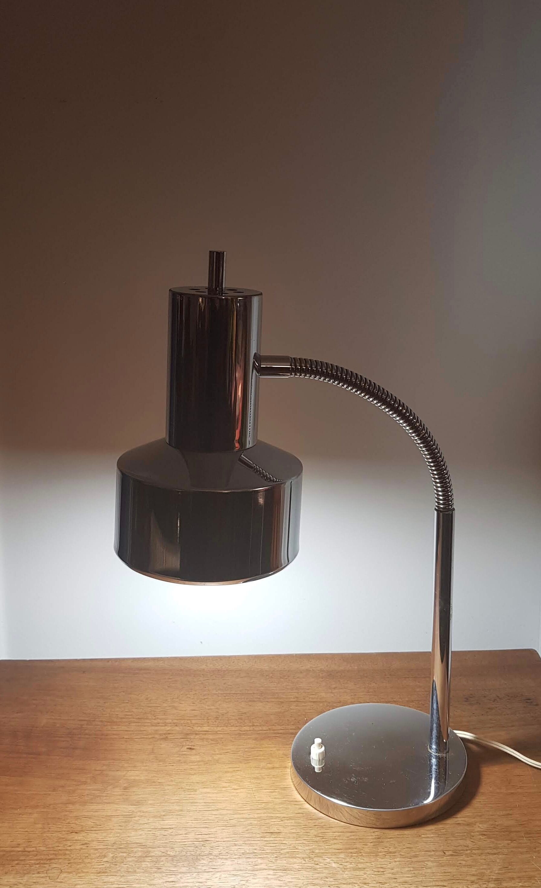 Vintage chrome desk lamp swan collar