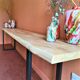 Console 3m x 50 cm en chêne massif et pieds en métal en U