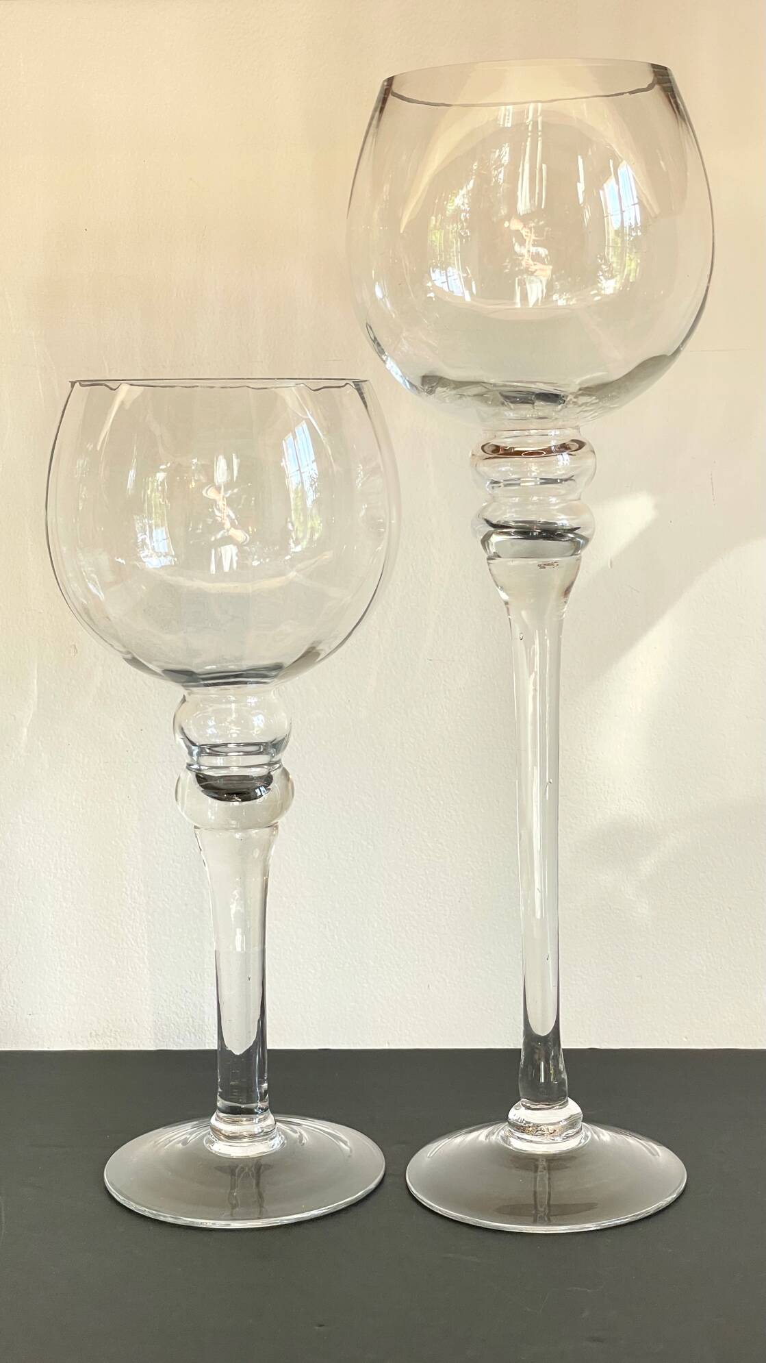 Duo of xl tealight holders in vintage crystal