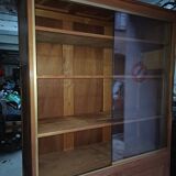 Grande Bibliothèque, Vitrine en bois massif, Design Fonctionnel 1950, 1960