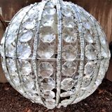 Ball shaped chandelier with hexagonal tassels and transparent pearls Vintage