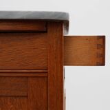 Rare pair of Art Nouveau nightstands with copper plaquette by Geo Verbanck,