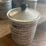 Series of eight vintage Salins spice jars