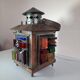 Copper lantern table lamp and 60s multicolored glasses