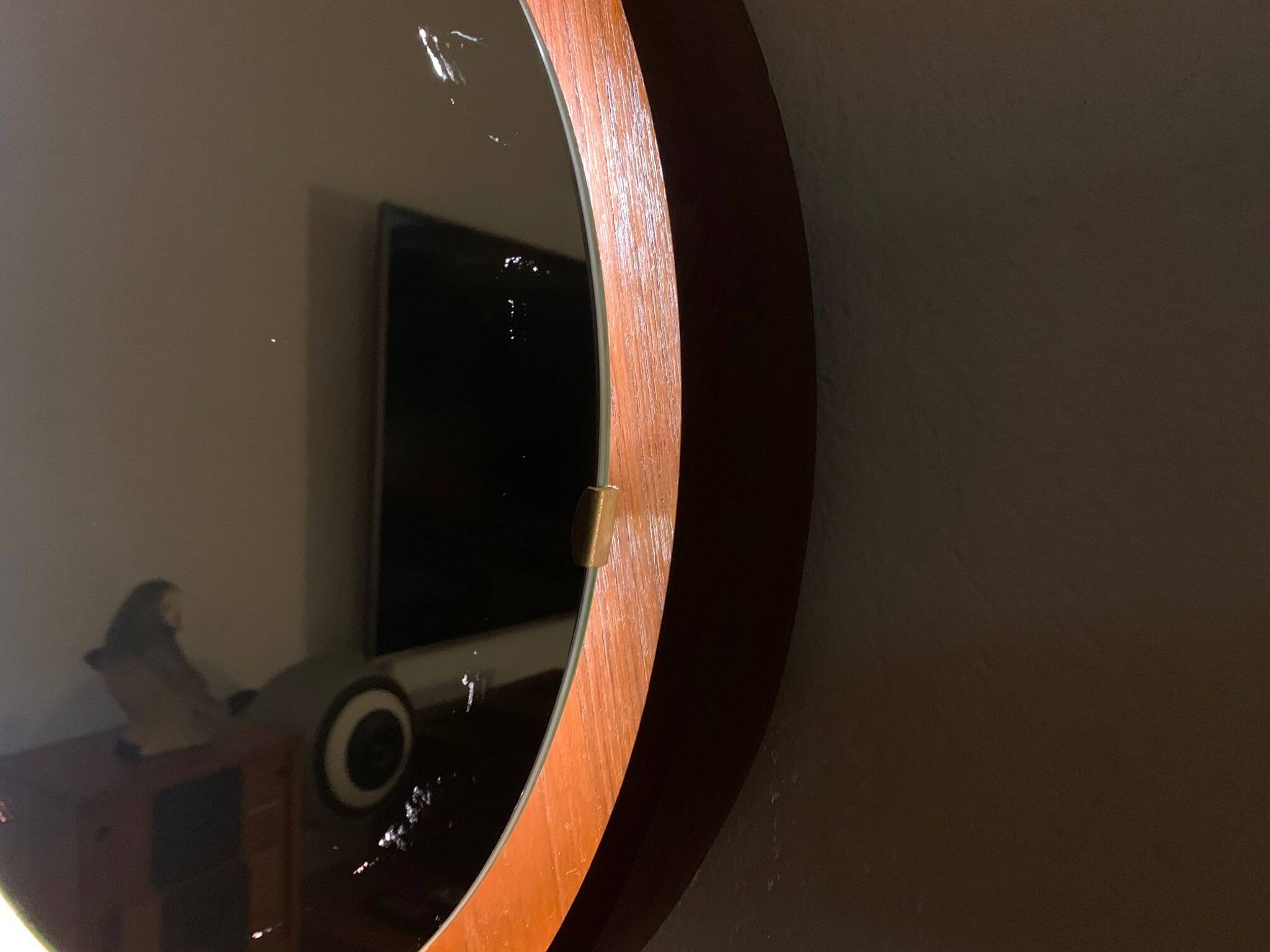 Teak, illuminated mirror, Italy, 1960s