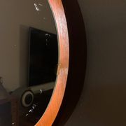 Teak, illuminated mirror, Italy, 1960s