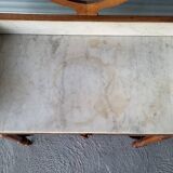 Ancienne table de toilette, coiffeuse en marbre et bois massif