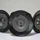 Trois bougeoirs métal laqué noir scandinaves