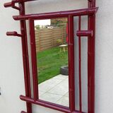 Old vintage red lacquered bamboo Asian coat rack
