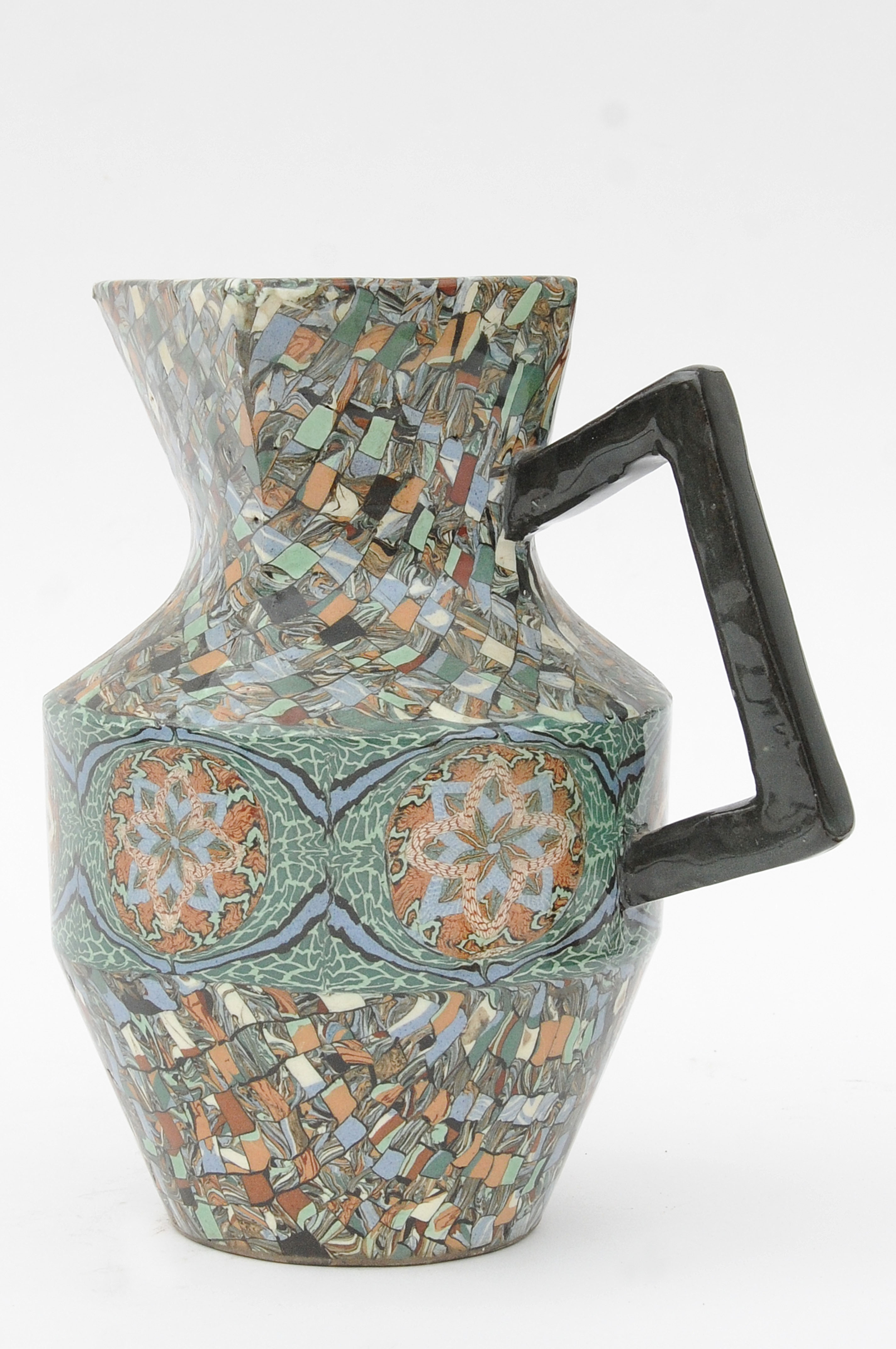 Pichet en faience de Vallauris Gerbino à décor mosaïque de terres