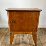 Bedside table in oak and brass 50s